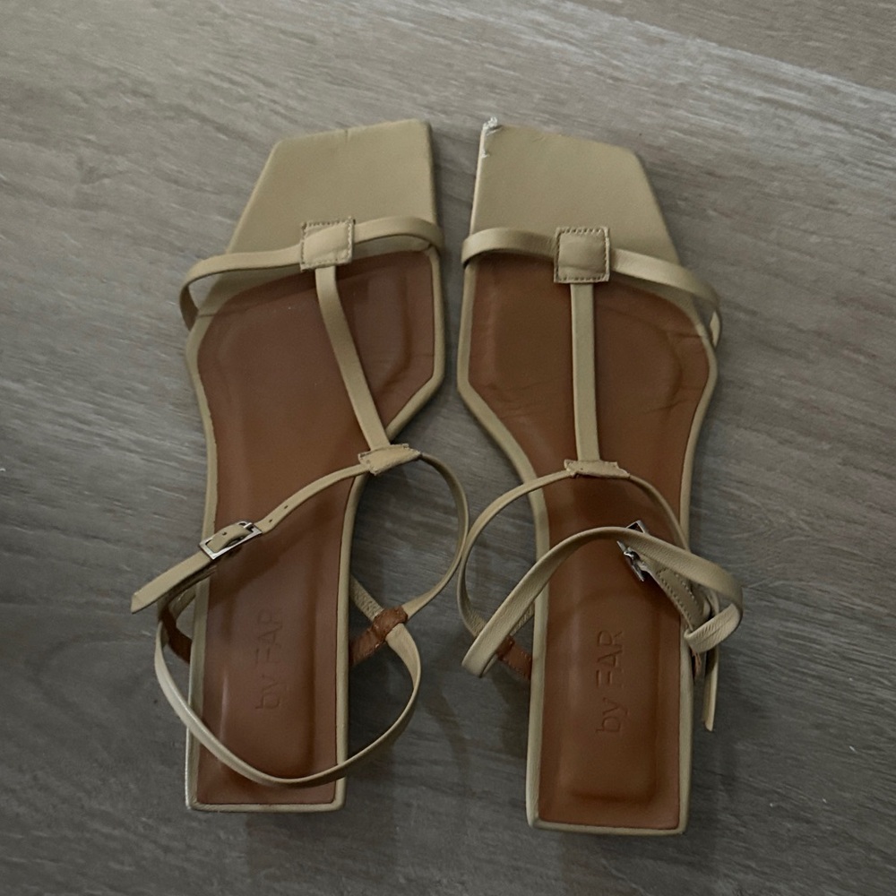 BY FAR Beige Strappy Sandals